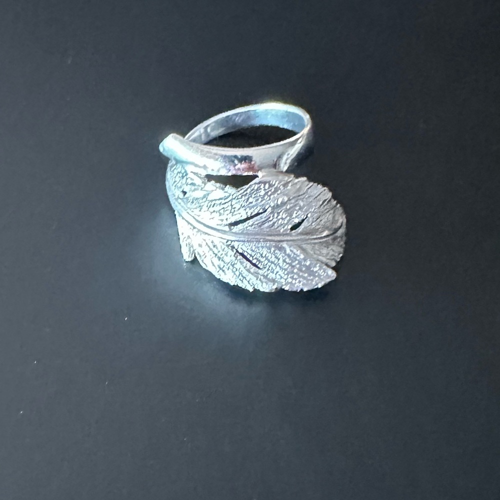 Solid 925 Italian SS Feather Ring